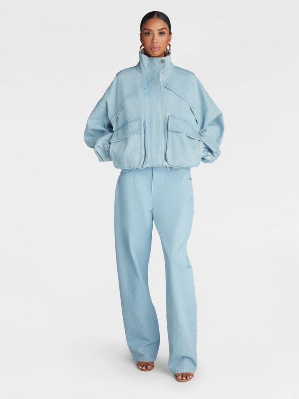 KBB by KAHLANA Women's 'The Denim Bomber Jacket' - Medium Wash - M or L - Picture 3 of 15